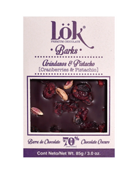 Dark Chocolate Bar with Nuts: Pistachios and Cranberries | 70% Cacao | 85g