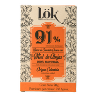 Dark Chocolate Bar with Honey | 91% Cacao | 70g