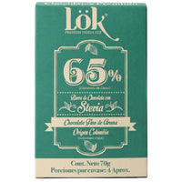 Dark Chocolate Bar 65% Cacao with Stevia | Sugar-Free 70g