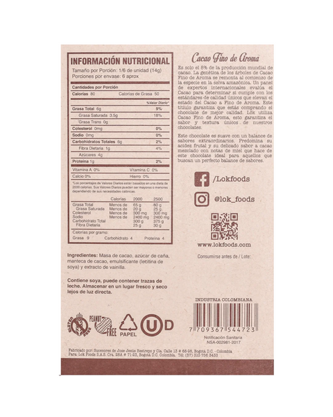 70% CHOCOLATE BAR BACK