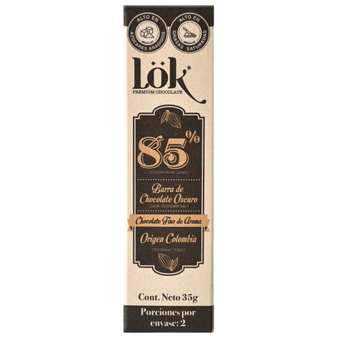 Chocolate bar packaging with 'Lök' branding on a white background