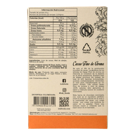 Nutritional information label on a product packaging with a white background