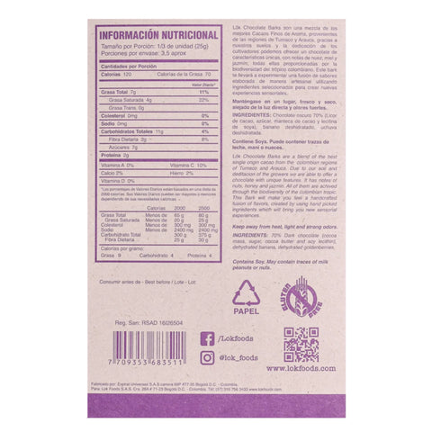 Nutritional information and product details on a purple label with text and icons.