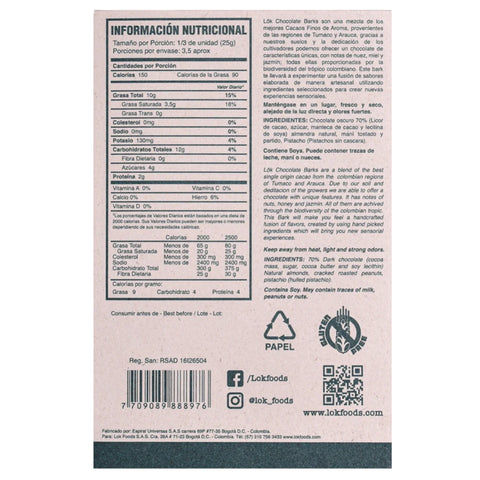 Nutritional information label on a product packaging with text and symbols.