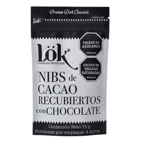 Cacao Nibs Covered with Dark Chocolate | 60% Cacao | 75g - Lök Foods Austria