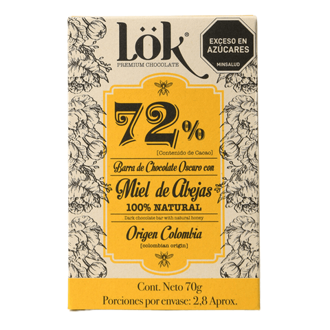 Dark Chocolate Bar with Honey | 72% Cacao | 70g - Lök Foods Austria