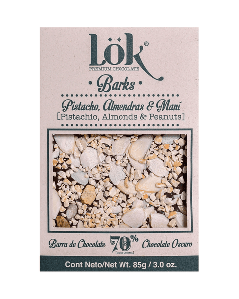 Dark Chocolate Bar with Nuts: Pistachios, Almonds & Peanuts | 70% Cacao | 85g - Lök Foods Austria
