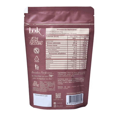 Dark Chocolate Mini Bites | 70% Cacao | 90g - Lök Foods Austria