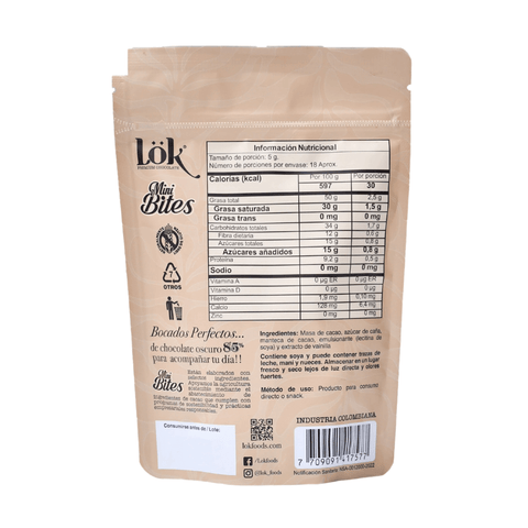 Dark Chocolate Mini Bites | 85% Cacao | 90g - Lök Foods Austria