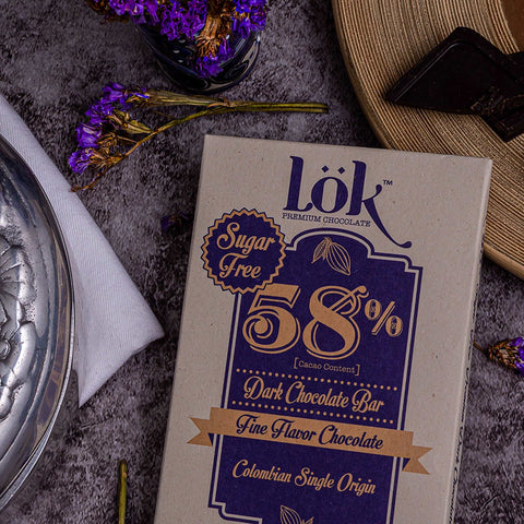 Dark Chocolate Bar | 58%Cacao | Sugar - Free | 85g - Lök Foods Austria