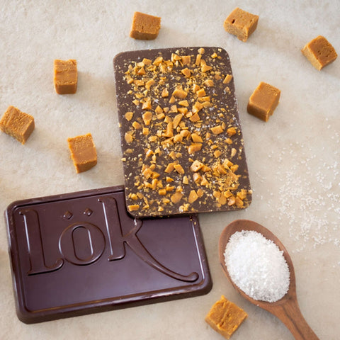 Dark Chocolate Bar with Caramel and Sea Salt | 70% Cacao | 85g - Lök Foods Austria