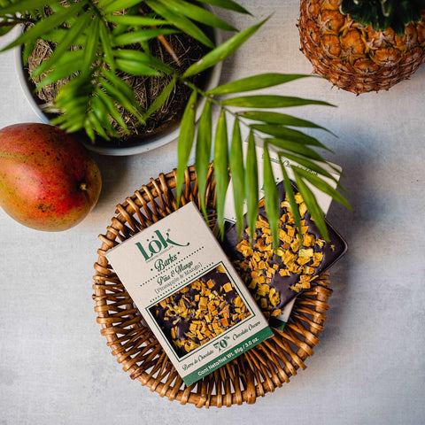 Dark Chocolate Bar with Mango and Pineapple | 70% Cacao | 85g - Lök Foods Austria