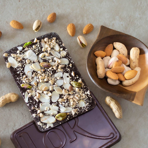 Dark Chocolate Bar with Nuts: Pistachios, Almonds & Peanuts | 70% Cacao | 85g - Lök Foods Austria
